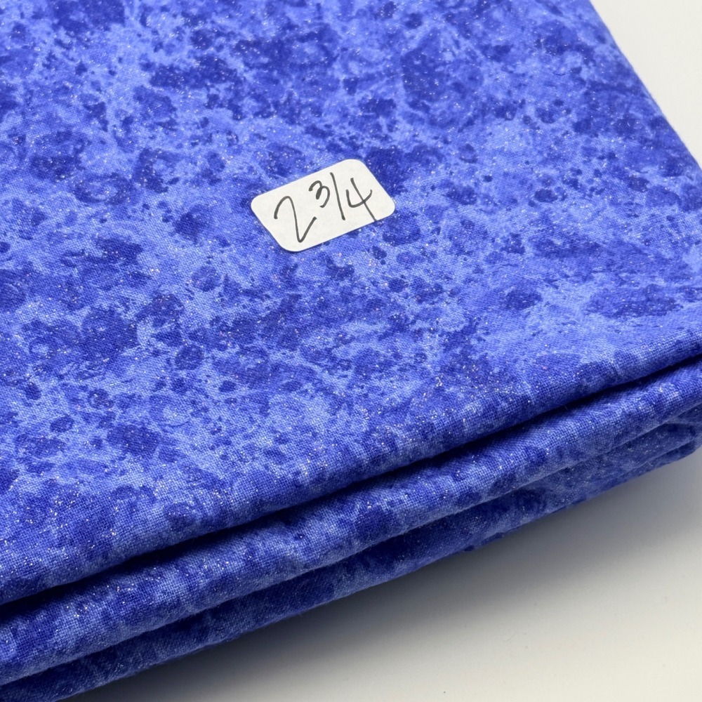 Mottled Glitter Fabric Blue 2.75 Yards Cotton Blend Crafting Quilting